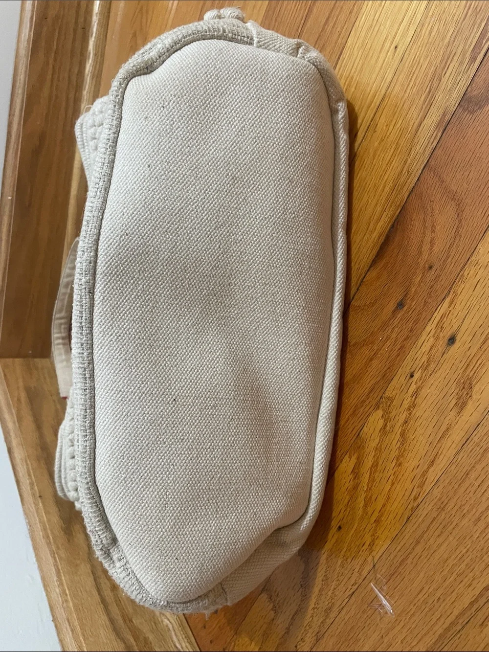 Woven Cream Tote Bag with Patterned Straps